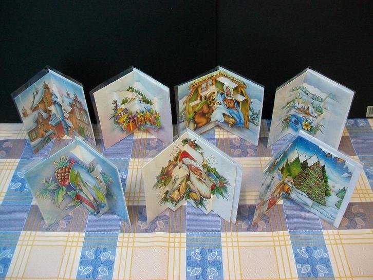 Kerstkaarten 3D - Kerstman - Kerstwensen - Vintage - Retro, Divers, Noël, Comme neuf, Enlèvement ou Envoi