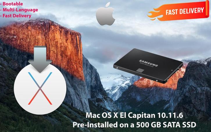 Mac OS X El Capitan 10.11.6 Pré-Installé sur SSD de 500 Go, Informatique & Logiciels, Systèmes d'exploitation, Neuf, MacOS, Envoi