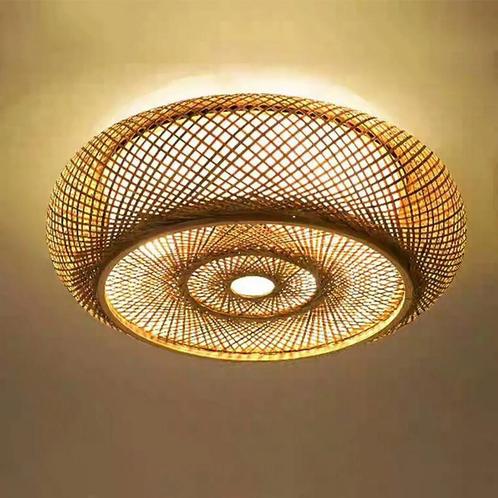 Aziatische Bamboe Plafondlamp - plafonniere - lampen, Huis en Inrichting, Lampen | Plafondlampen