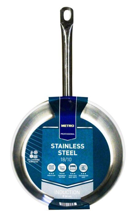 Koekenpannen, 18/10 roestvrij staal ,nog 2 stuks over, Huis en Inrichting, Keuken | Potten en Pannen, Nieuw, Koekenpan of Braadpan