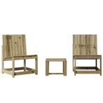 3-delige Loungeset - geïmpregneerd grenenhout, Bijzettafel, Nieuw, Loungeset, Hout