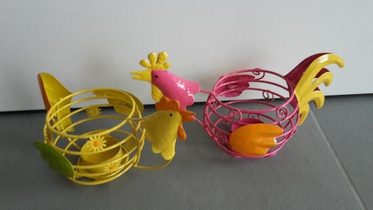 metalen kip en haan voor kaarsje, Divers, Pâques, Enlèvement ou Envoi