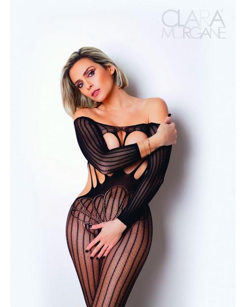 Zwarte open bodystocking, Kleding | Dames, Ondergoed en Lingerie, Body of Korset, Zwart, Ophalen of Verzenden