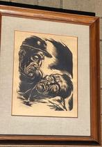 lithographie mineur signe francois gianolla, Antiek en Kunst, Kunst | Litho's en Zeefdrukken, Ophalen of Verzenden