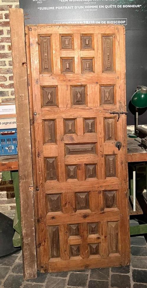 Antieke massief houten deur, Doe-het-zelf en Bouw, Raamkozijnen en Schuifdeuren, Gebruikt, Overige typen, Hout, 150 tot 225 cm
