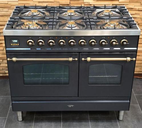 🔥Luxe Fornuis Boretti 100 cm antraciet + oud koper 6 pits, Elektronische apparatuur, Fornuizen, Zo goed als nieuw, Vrijstaand