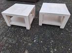 Houten white wash Bijzettafels / salon tafels, Huis en Inrichting, Tafels | Sidetables, 50 tot 100 cm, Ophalen of Verzenden, Zo goed als nieuw