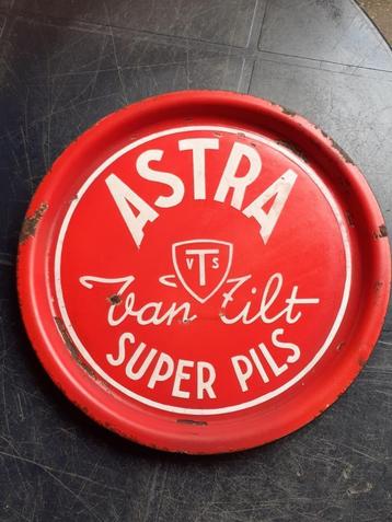 Plateau en émail Bieres ASTRA Van Tilt VTS SUPER PILS Leuven, Enlèvement ou Envoi, Utilisé, Panneau, Plaque ou Plaquette publicitaire