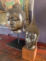 2 bronzen Buddha hoofden uit Thailand, Ophalen, Gebruikt