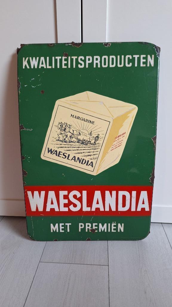 Reclamebord emaille boter margarine Waeslandia - Foremail 54, Verzamelen, Merken en Reclamevoorwerpen, Gebruikt, Reclamebord, Ophalen of Verzenden