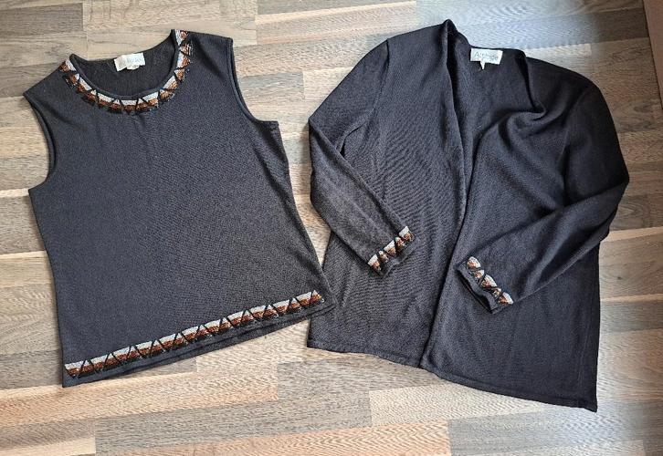 Twinset, Attitude, met wol, mt 42, goud en zilver boord, Kleding | Dames, Truien en Vesten, Zo goed als nieuw, Maat 42/44 (L)