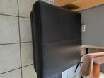 Zwarte lederen poef 104 x104x45 cm met inox onderstel, Huis en Inrichting, Ophalen, Vierkant, 100 tot 125 cm, Zo goed als nieuw