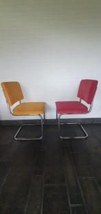 Set 4 eetkamerstoelen Zuiver - Ridge Rib Geel/rood - €480, Comme neuf, Enlèvement, Cinq, Six Chaises ou plus, Retro