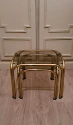 SET 2 VINTAGE MESSING BIJZETTAFELTJES, Enlèvement, Utilisé, Verre