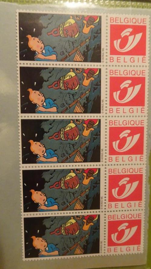Feuillet 5 timbres Tintin - Le temple du soleil  - Trésor, Timbres & Monnaies, Timbres | Europe | Belgique, Non oblitéré, Enlèvement ou Envoi