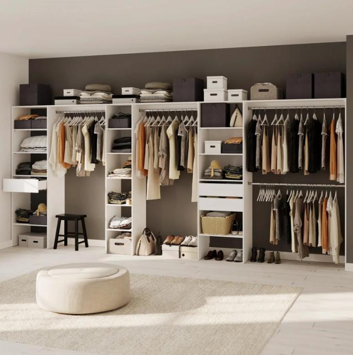 dressing in kit modulair, Huis en Inrichting, Kasten | Kleerkasten, Nieuw, 150 tot 200 cm, 200 cm of meer, Met lade(s), Met plank(en)