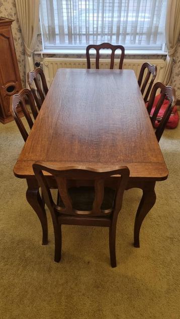 Louis XV massief eikenhouten tafel + 6 stoelen  beschikbaar voor biedingen
