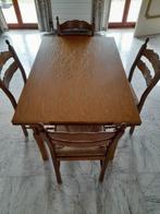 Eiken tafel en 4 stoelen, Ophalen, Zo goed als nieuw