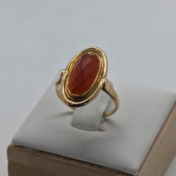 Gouden Ring 14k 585 met Carneool - Maat 17 beschikbaar voor biedingen
