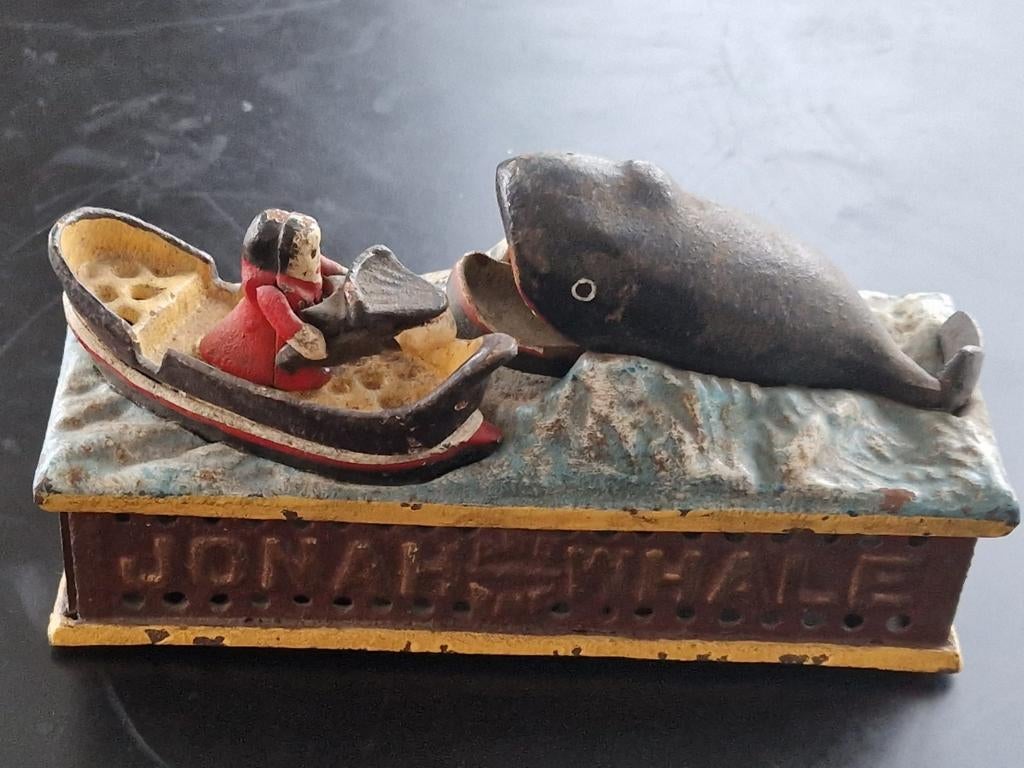 Jonah and the Whale , mechanical bank by Shepard Hardware co, Ophalen of Verzenden