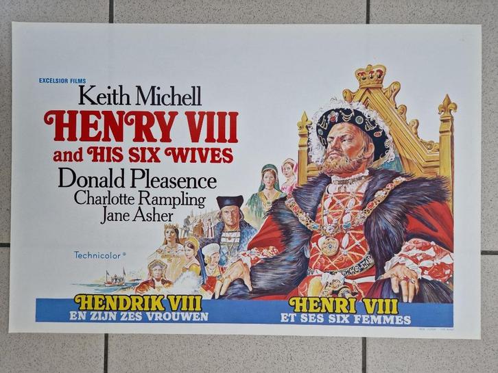 filmaffiche Henry VIII and His Six Wives 1972 filmposter, Verzamelen, Posters, Zo goed als nieuw, Film en Tv, A1 t/m A3, Rechthoekig Liggend