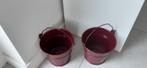 Emmer klein bordeaux 2x , metaal / blik = 2 voor €8, Rond, Metaal, Tuin, Ophalen of Verzenden