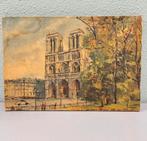 Schilderij Notre Dame Kathedraal Parijs Frankrijk op Hout vt, Antiek en Kunst, Ophalen of Verzenden