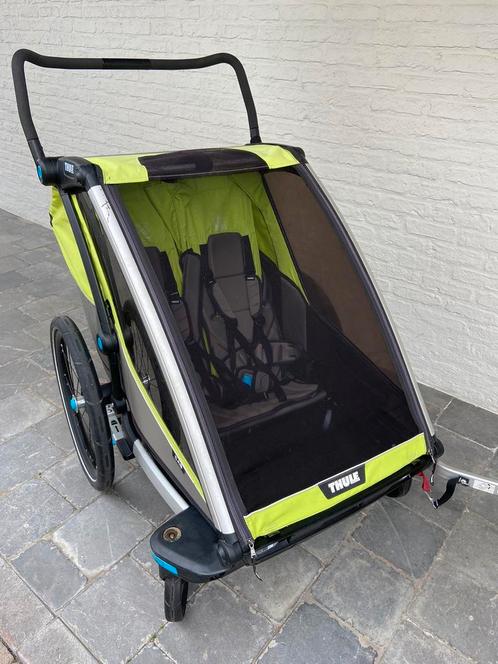 Thule fietskar Chariot Cab 2 - groen, Fietsen en Brommers, Fietsaccessoires | Aanhangwagens en Karren, Zo goed als nieuw, Kinderkar