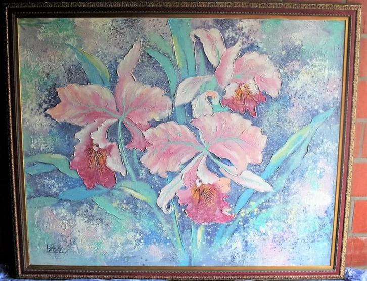 Groot Lee Reynolds bloemenschilderij met kader 168x137, Antiek en Kunst, Kunst | Schilderijen | Abstract, Ophalen