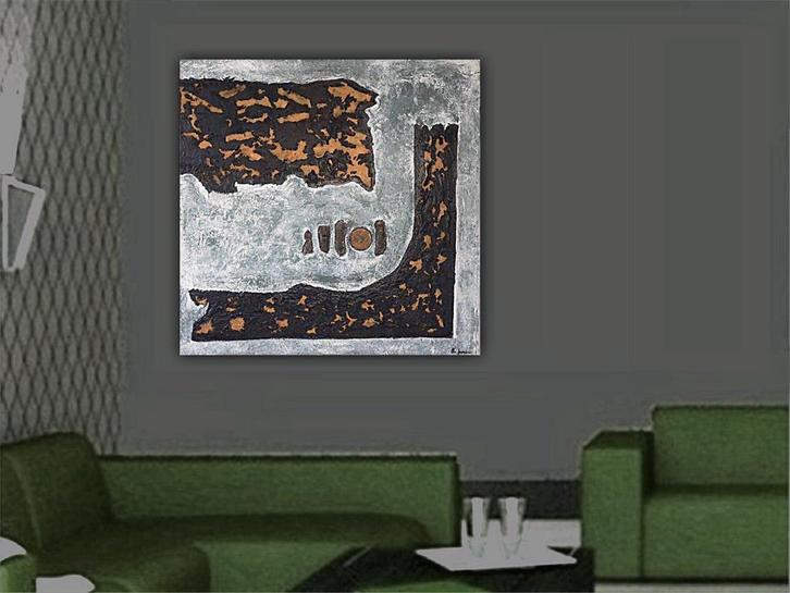 Groot hedendaags schilderij met structuur., Antiquités & Art, Art | Peinture | Moderne, Enlèvement