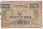 Monnaie d'urgence Bon de cinquante centimes 0,50 D'Avesnes, Enlèvement ou Envoi, France, Billets en vrac