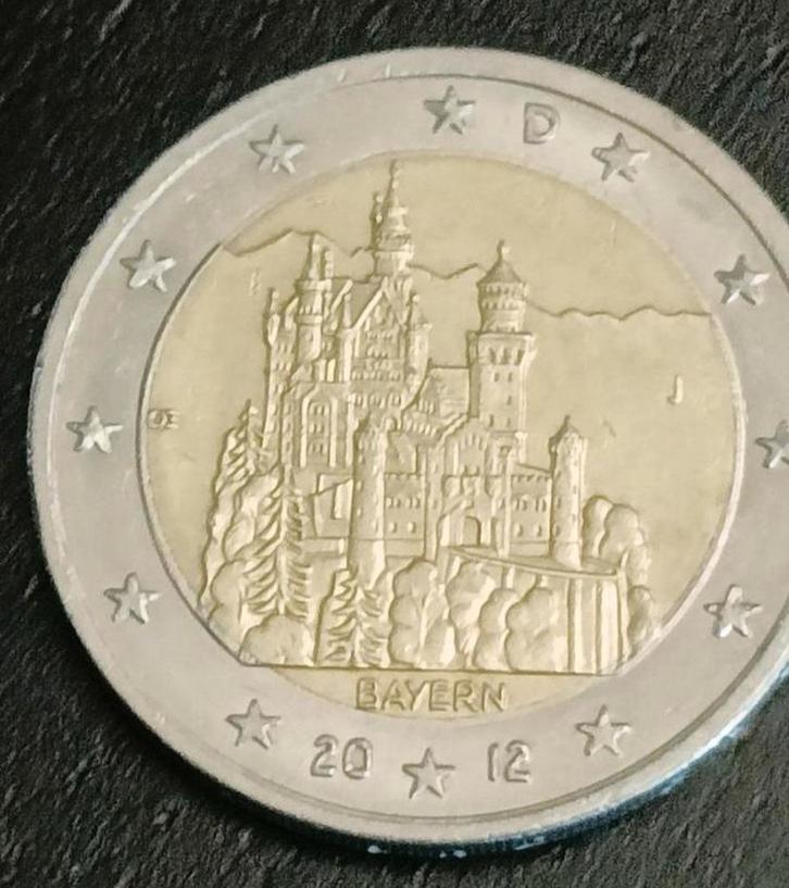 2 euro Duitsland 2012 Neuschwanstein Bayern D 🇩🇪, Postzegels en Munten, Munten | Europa | Euromunten, Losse munt, 2 euro, Duitsland