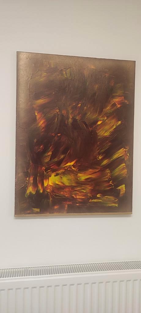 Abstract schilderij op doek gesigneerd Lee Jaimy, Antiek en Kunst, Kunst | Schilderijen | Abstract, Ophalen of Verzenden