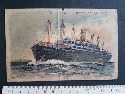 Postkaart Hamburg - Amerika Linie President Lincoln 1912, Verzamelen, Postkaarten | Themakaarten, Gelopen, Voor 1920, Voertuig