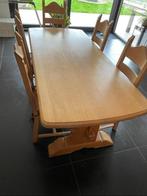 tafel in volle massief eik met 6 stoelen met riet, Huis en Inrichting, Tafels | Eettafels, Ophalen, Gebruikt, Eikenhout