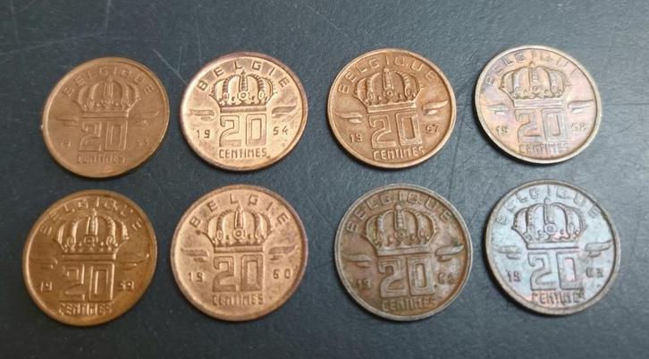 20 centiem, type Mijnwerker, volledige reeks - Boudewijn I, Postzegels en Munten, Munten | België, Setje, Verzenden