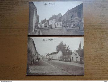 2 postkaarten Oordegem: Benedenkant dorp + Groten Steenweg