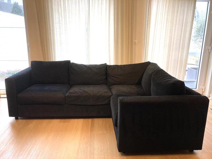 Zetel donkerblauw, Huis en Inrichting, Zetels | Zetels, Gebruikt, Hoekbank, Vierpersoons of meer, 200 tot 250 cm, 75 tot 100 cm