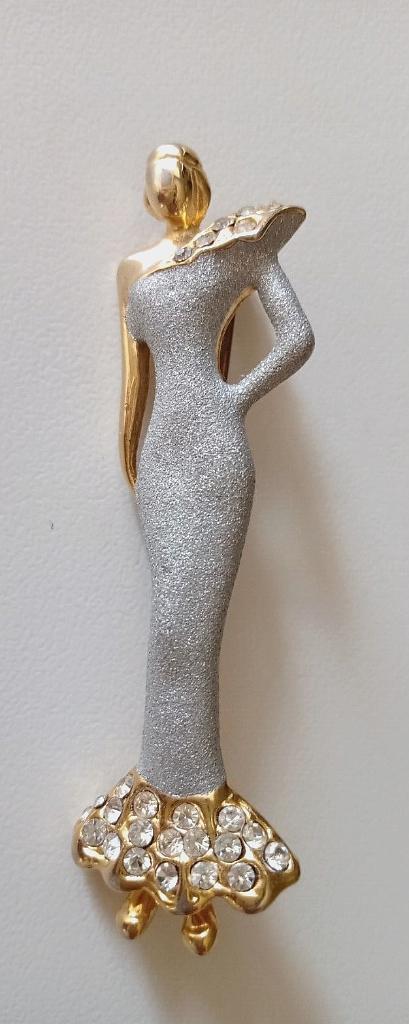 Broche Pin-up kitschissime haute couture 1990 Vintage, Bijoux, Sacs & Beauté, Broches, Enlèvement ou Envoi