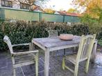 Tuintafels in teak en parasol met voet spotprijs, Tuin en Terras, Ophalen, Gebruikt, Teakhout