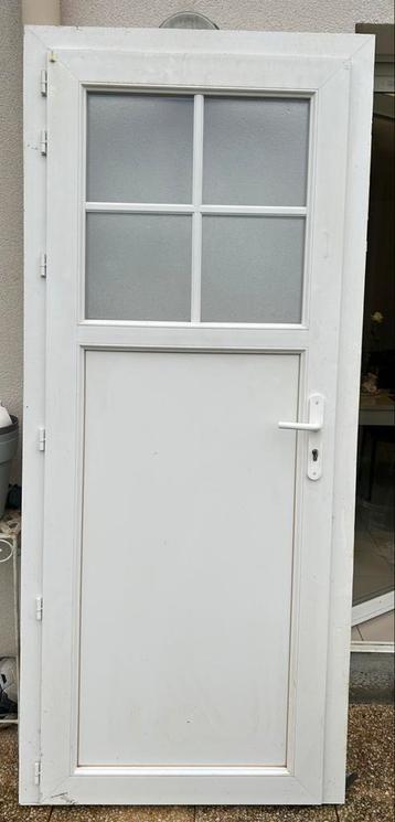 Porte  pvc double vitrage 2,13 sur 97, Enlèvement, Utilisé, Double vitrage