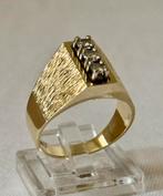 Heren ring 14k goud 7,45gr/ 3 diamanten 0.29ct / maat 18mm, Handtassen en Accessoires, Ringen, 18 tot 19, Heer, Ophalen of Verzenden