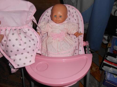 Chaise haute en bois de poupée poupon de 40 cm jouet enfant rose