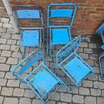 Blauwe retro terras stoelen, Tuin en Terras, Tuinstoelen, Ophalen, Zo goed als nieuw, Metaal, Stapelbaar