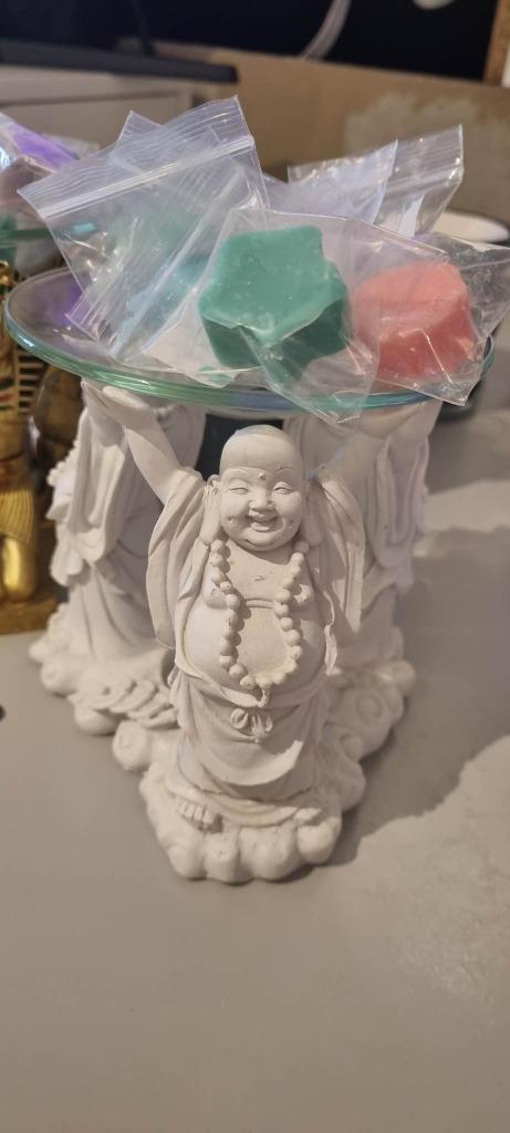 Bruleur bouddha avec coupelle en verre et 6 fondants, Maison & Meubles, Accessoires pour la Maison | Bougeoirs & Bougies, Neuf
