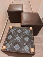 poef 3 stuks echt leder.,belgisch makelij. mobitec geen ikea, Huis en Inrichting, Ophalen, Zo goed als nieuw, Vierkant