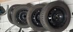 5x108 4 stalen velgen met viersezoen banden 215/55R16, Auto-onderdelen, Ophalen, Gebruikt, Velg(en), 16 inch