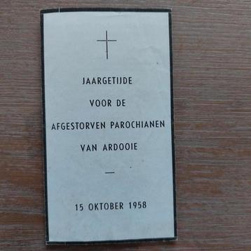 Bidprentje jaargetijde 1958 (Afgestorvenen)  Ardooie beschikbaar voor biedingen