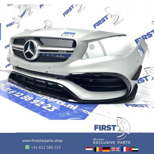 W117 CLA45 FACELIFT AMG VOORBUMPER ZILVERGRIJS MAT COMPLEET, Auto-onderdelen, Carrosserie, Bumper, Mercedes-Benz, Voor, Gebruikt