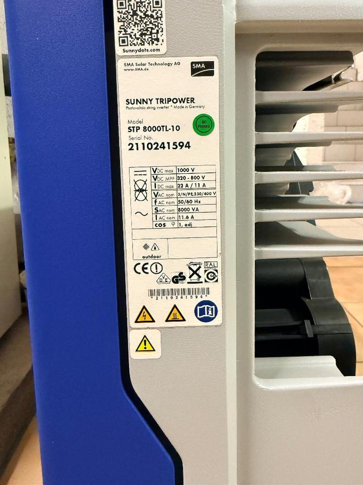 SMA omvormer tripower, Doe-het-zelf en Bouw, Zonnepanelen en Toebehoren, Gebruikt, Overige typen, 200 wattpiek of meer, Ophalen